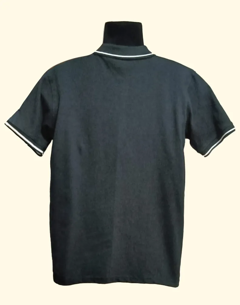 Black Cotton Polo Half Sleeve 240 GSM with White Tipping