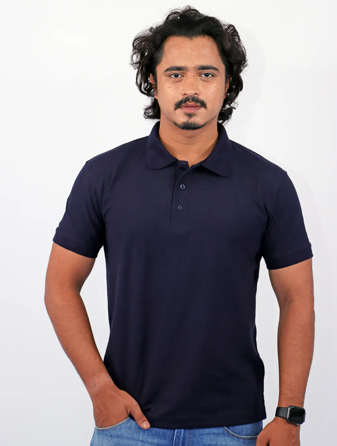 Navy Blue Cotton Polo Half Sleeve 240 GSM TShirts