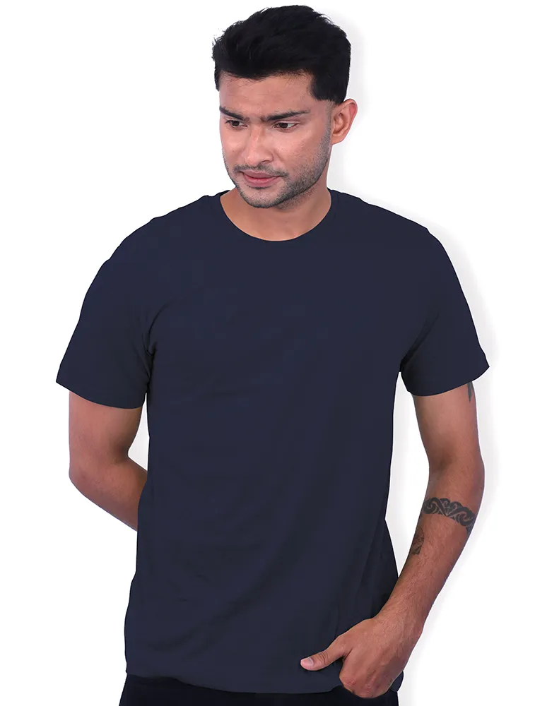 Navy Blue Cotton Round Neck 180GSM Half Sleeve Tshirts 