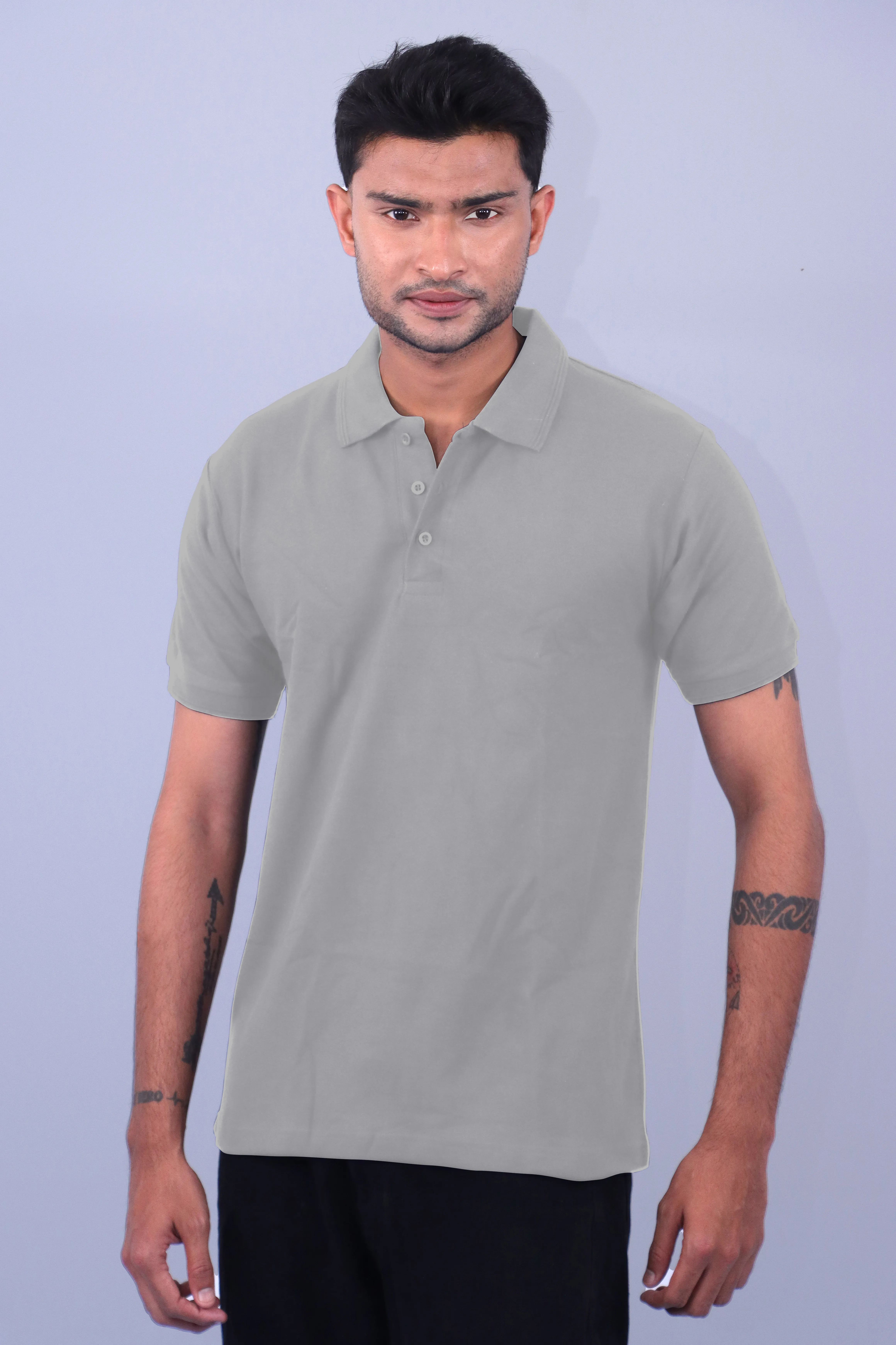 Grey Cotton Polo Half Sleeve 240 GSM TShirts