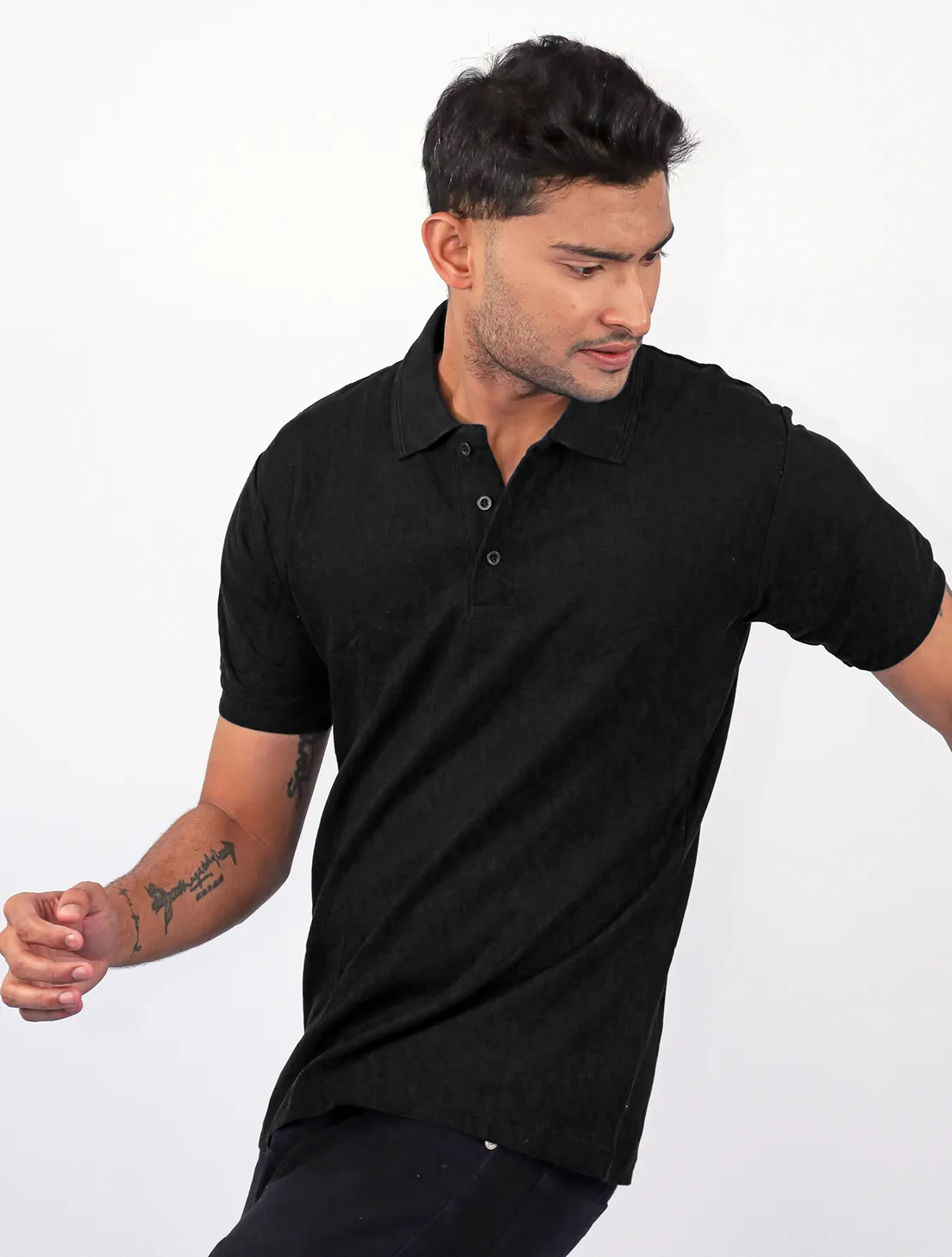 Black Cotton Polo Half sleeve 220GSM Tshirts