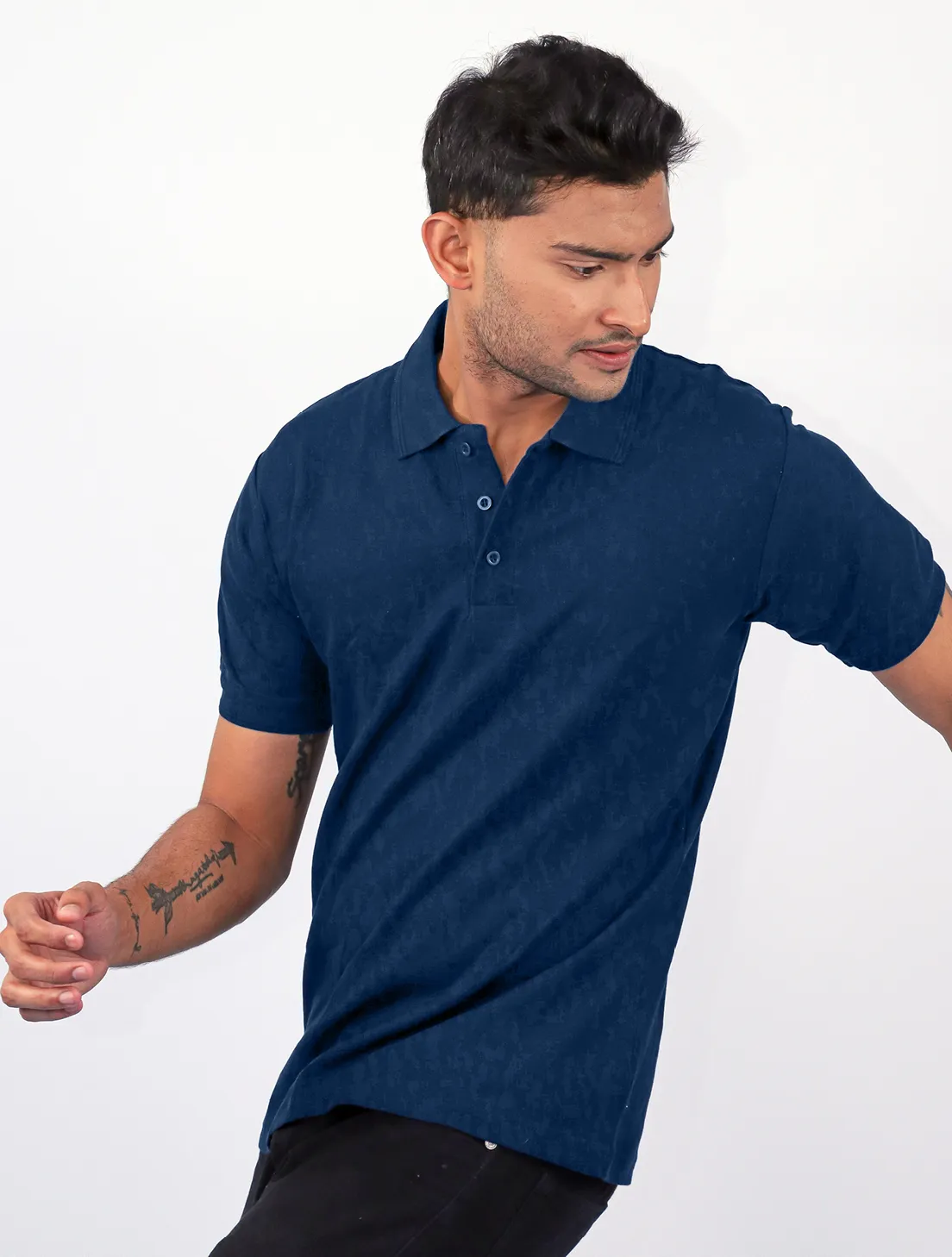 Navy Blue Polycotton Polo Half Sleeve 220 GSM T-Shirts