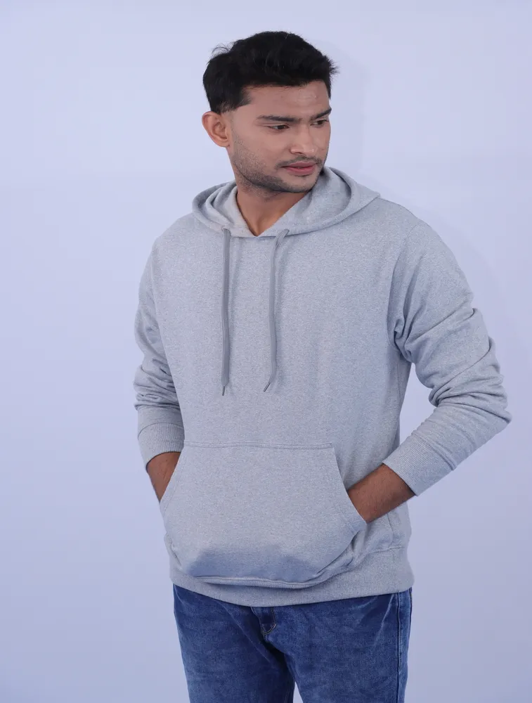 Grey Cotton Hoodie without Zipper 300GSM
