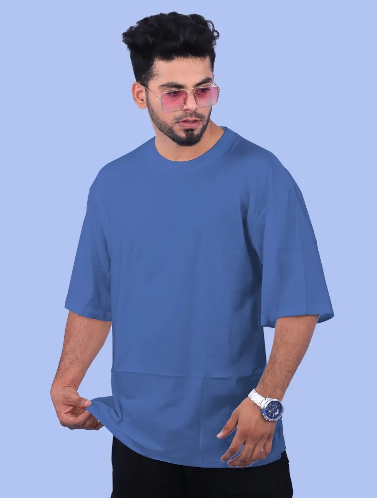 Royal Blue Cotton Oversize 220GSM Round Neck Tshirts