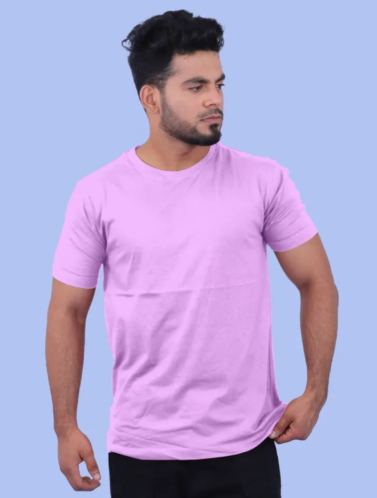 Lilac Cotton Round Neck 180GSM Half Sleeve T-shirts 