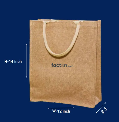 Natural Juco Bag 12x14x5 Inches