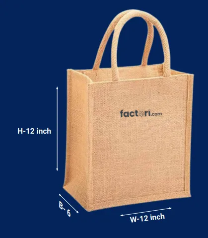 Natural Jute Bag 12x12x6 Inches