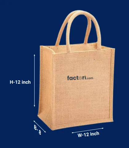 Natural Jute Bag 12x12x8 Inches