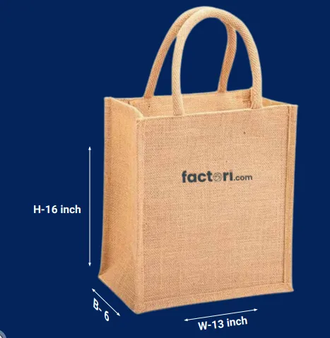 Natural Jute Bag 16x13x6 Inches