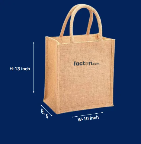 Natural Jute Bag 10x13x6 Inches