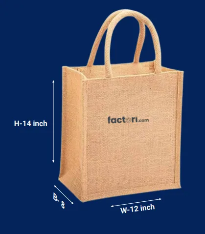 Natural Jute Bag 12x14x8 Inches
