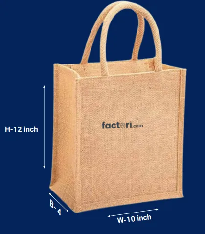 Natural Jute Bag 10x12x4 Inches
