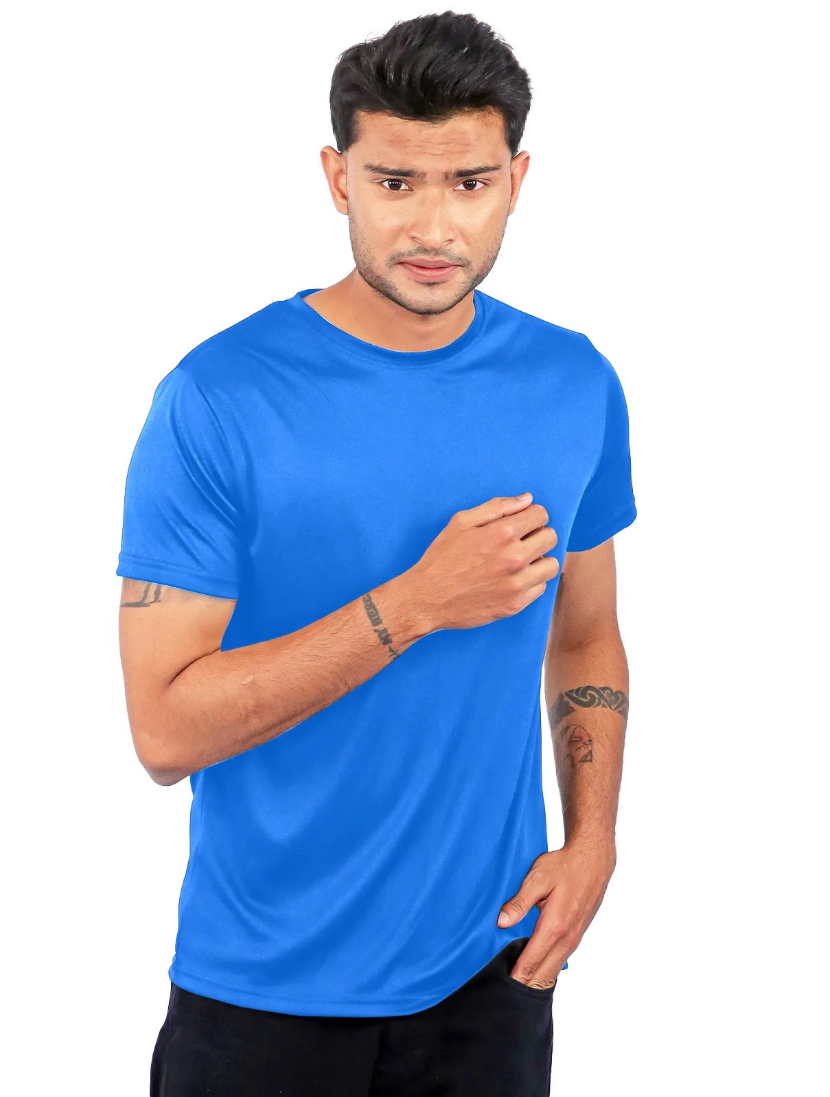 Royal Blue Dot Knit Round Neck Half Sleeve 150 GSM Tshirts