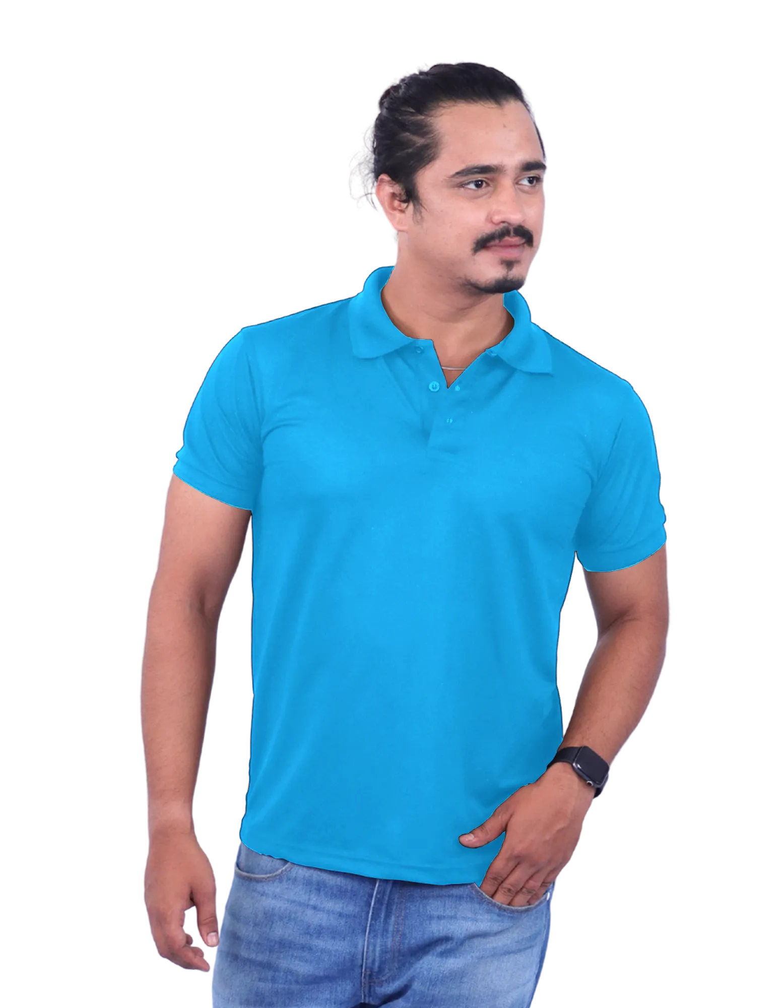 Sky Blue Dri-Fit Mars Polo Half Sleeve T-shirt | Performance Wear