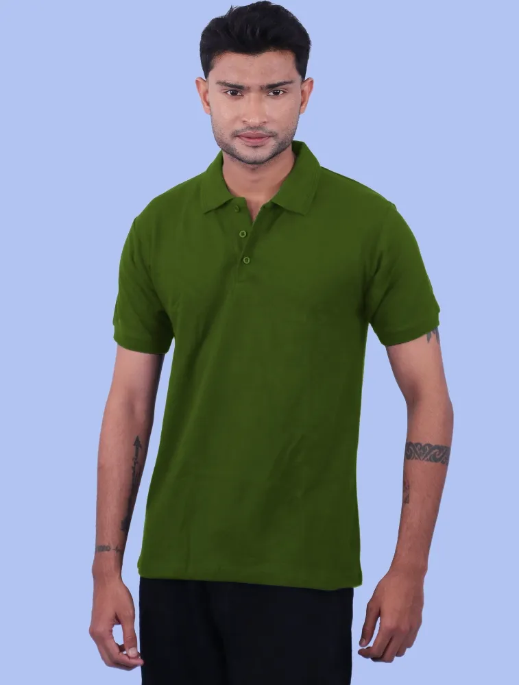 Bottle Green Cotton Polo Half Sleeve 240 GSM Tshirts