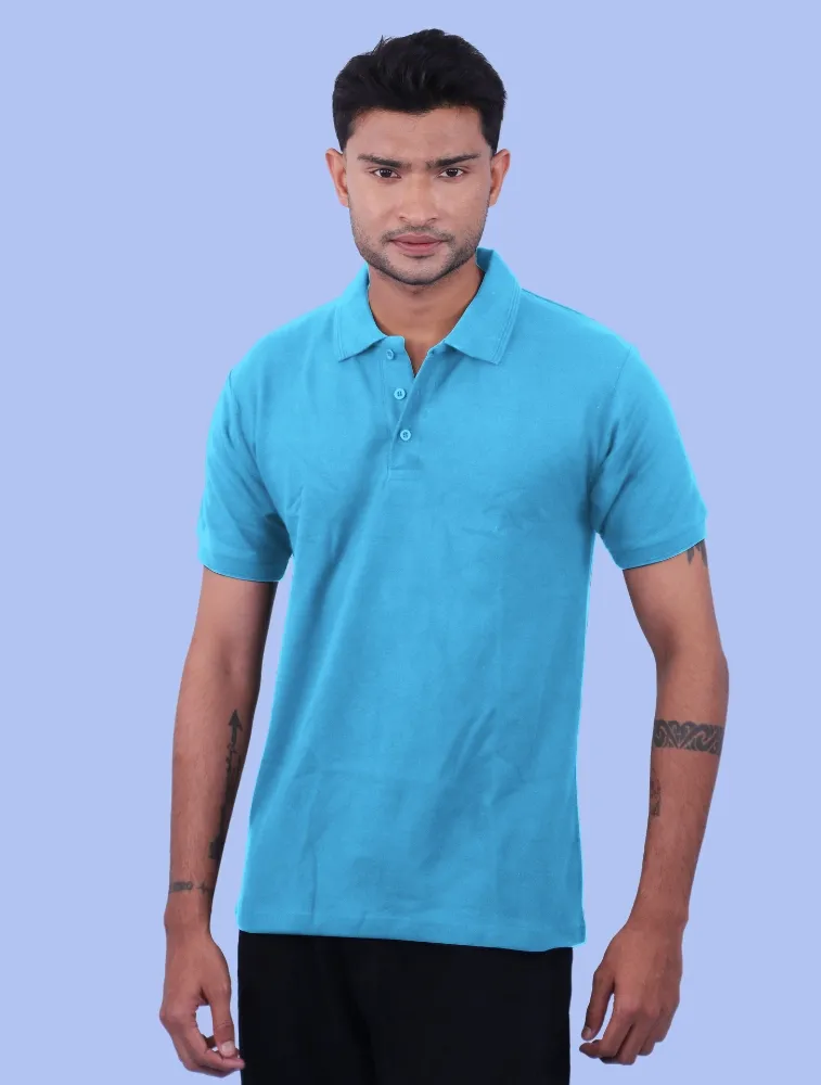 Sky Blue Cotton Polo Half Sleeve 240 GSM TShirts