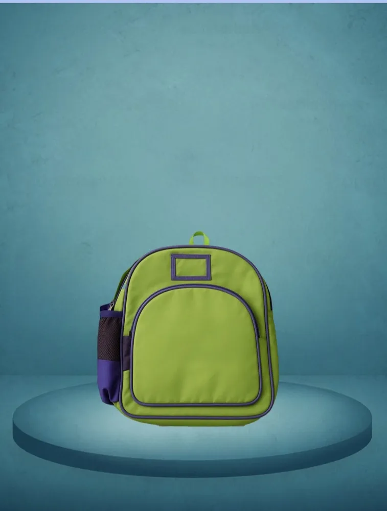 Green with Purple Pipping Promotional 14 inch Primary School Bag