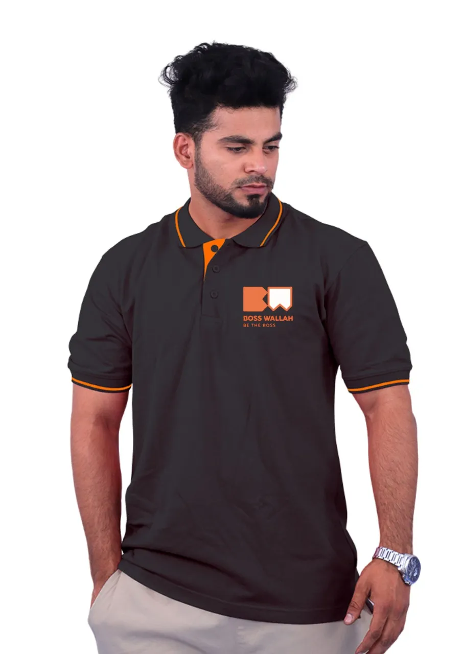 Dark Grey Dri Fit Mars Polo 200GSM with Orange Tipping