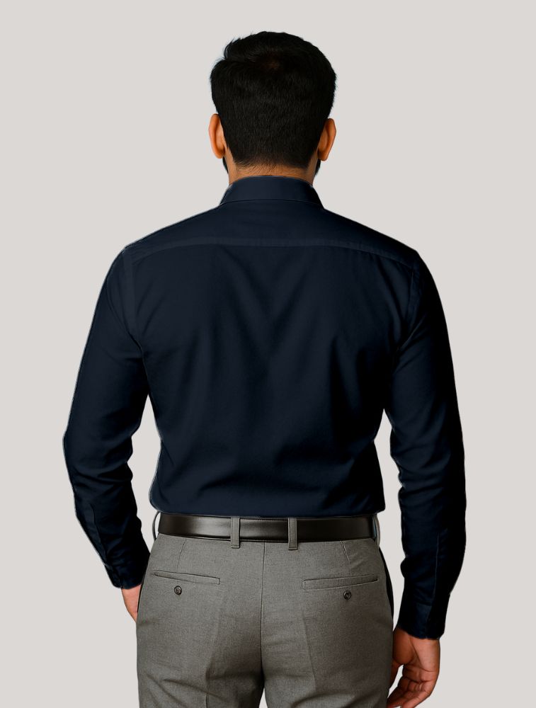 Navy Blue Polyviscose Full Sleeve Shirt With Pocket