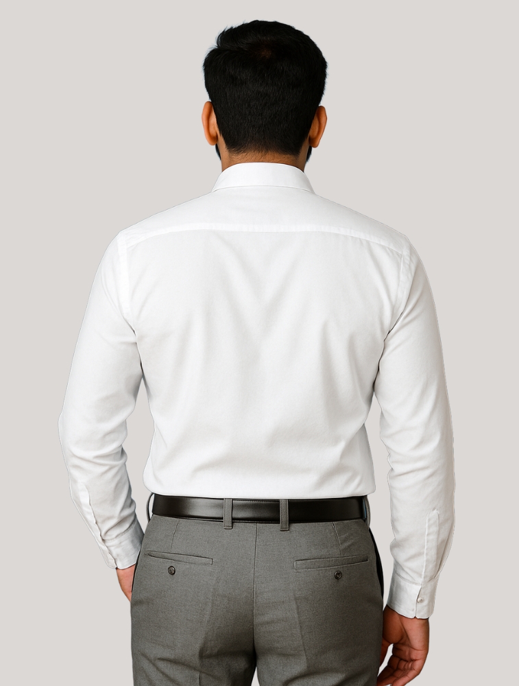 White Poly Satin Lycra Full Sleeve Shirt With Pocket