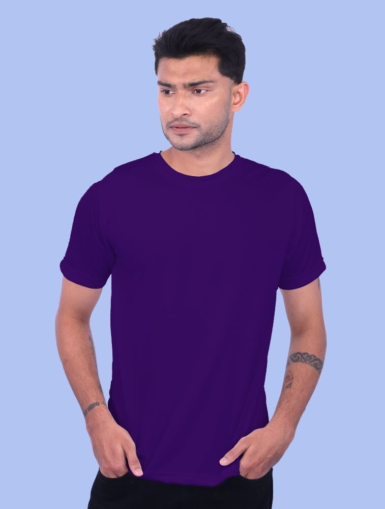 Violet Polyester Round Neck  100GSM T-shirts(Plus Size) — bulk from ₹89
