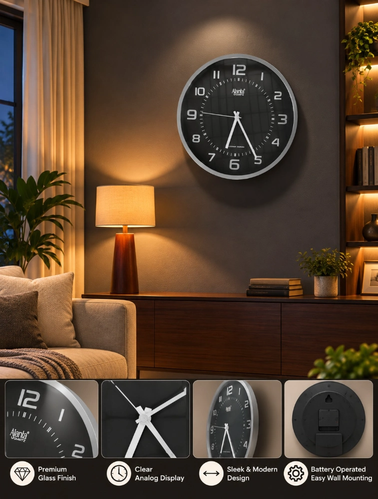 Grey Ajanta Classic Meridian Round Wall Clock 2547