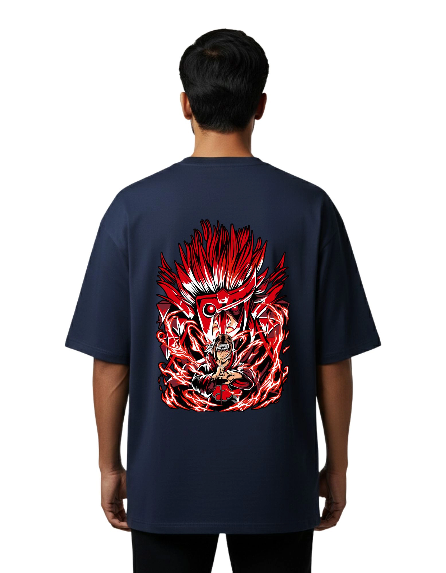 Akatsuki Inferno Oversize Cotton French Terry T-Shirt 240 GSM Navy Blue