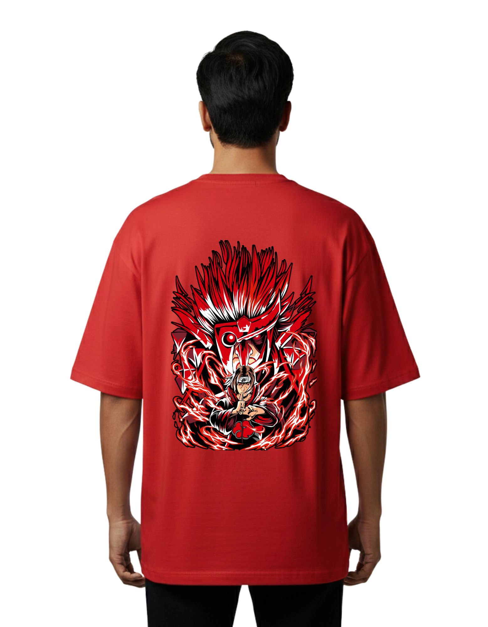 Akatsuki Inferno Oversize Cotton French Terry T-Shirt 240 GSM Red