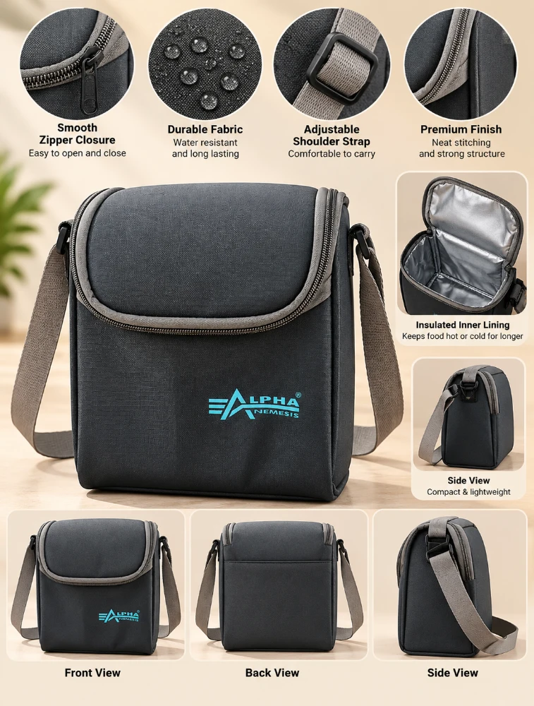 Dark Gery Alpha Nemesis Cube Insulated Lunch Bag