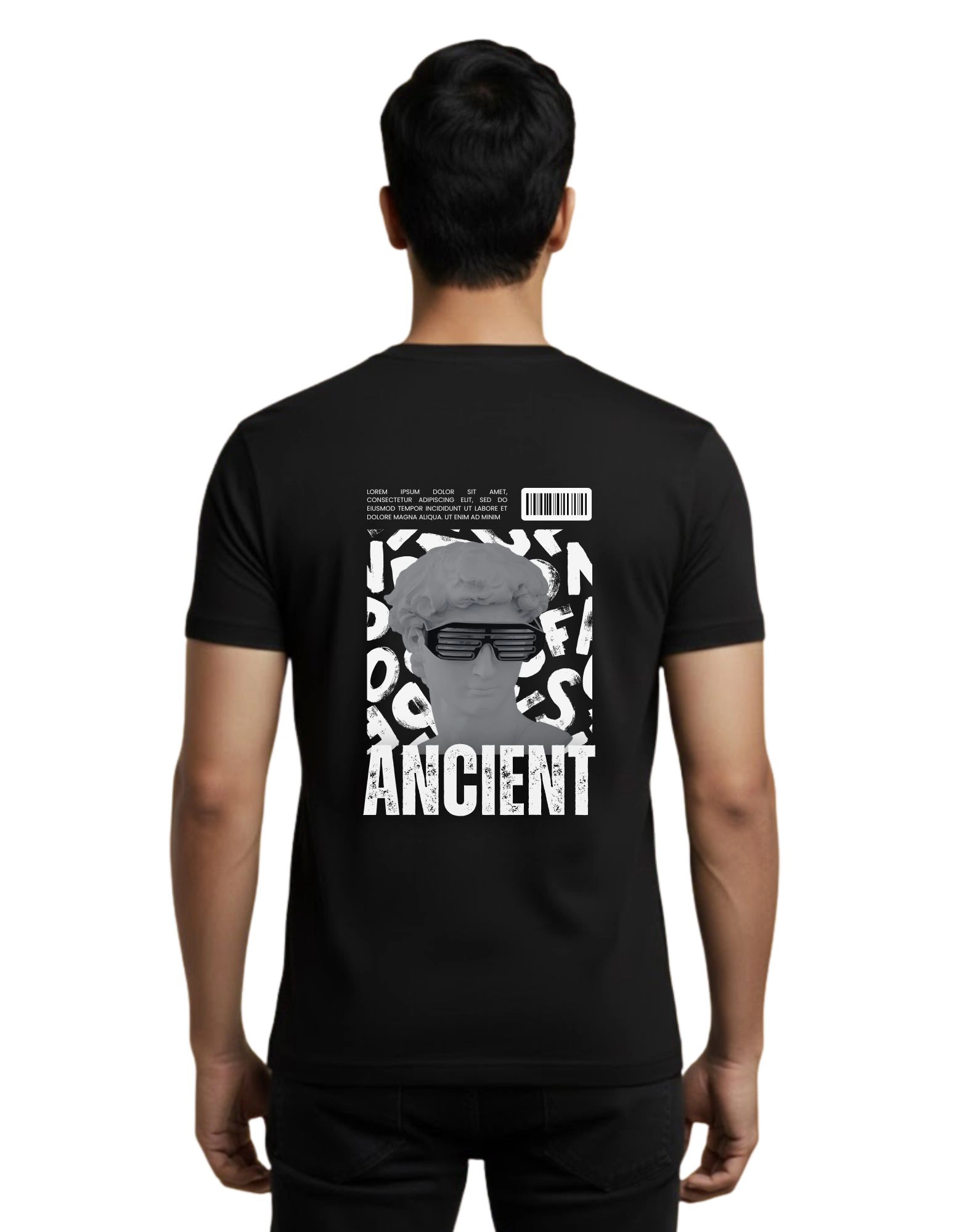 Ancient Graphic Round Neck 180 GSM T-Shirt Black