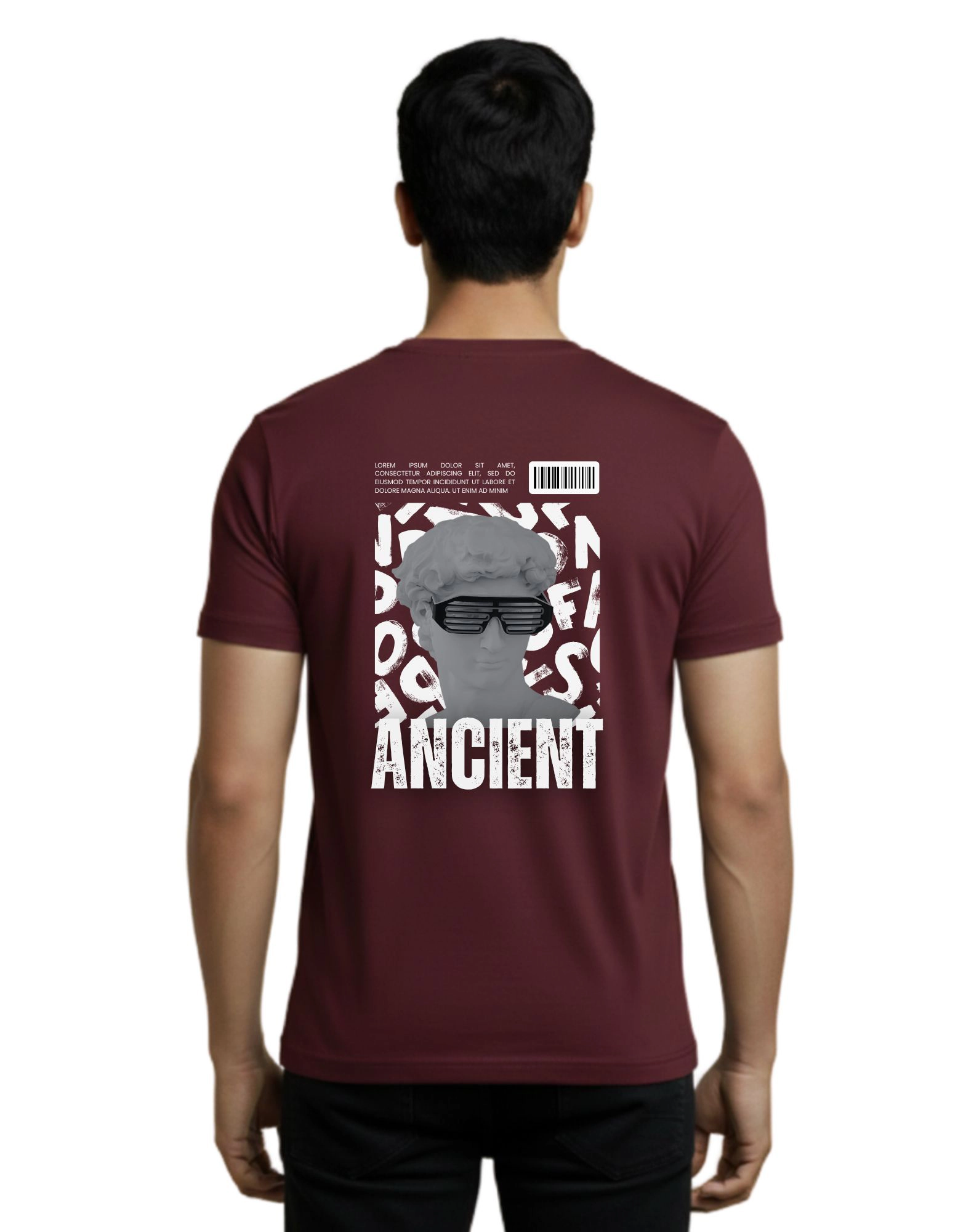 Ancient Graphic Round Neck 180 GSM T-Shirt Maroon