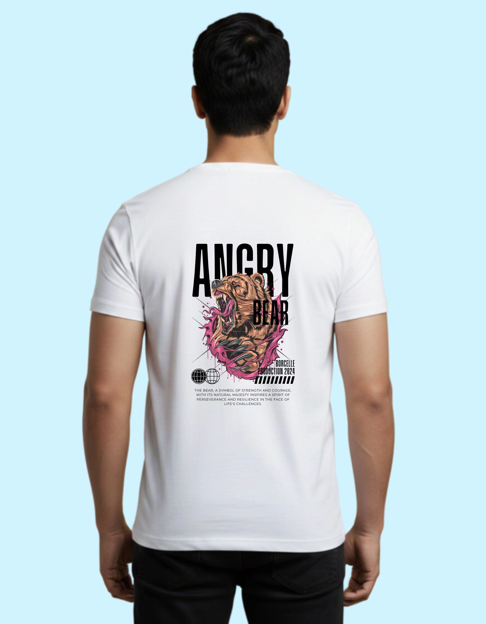 Angry Bear Cotton Round Neck T-Shirt 180 GSM White