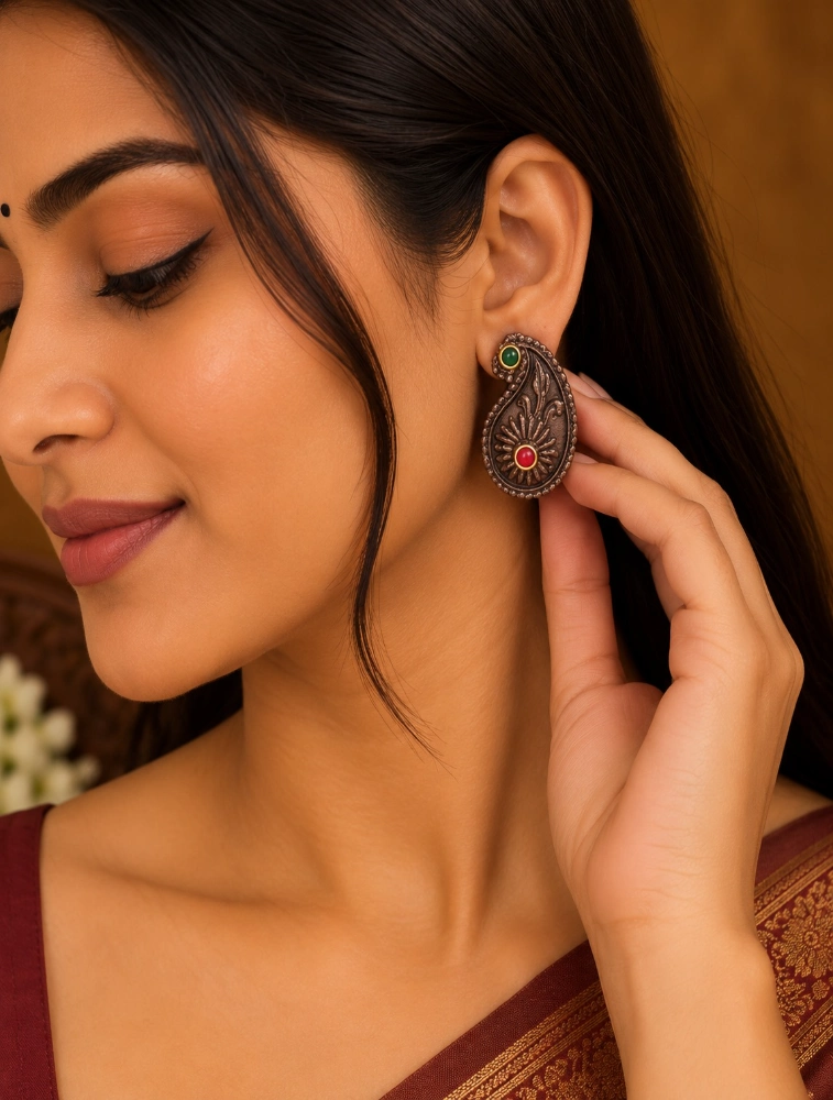 Antique Copper Rajmala Terracotta Jewellery Set