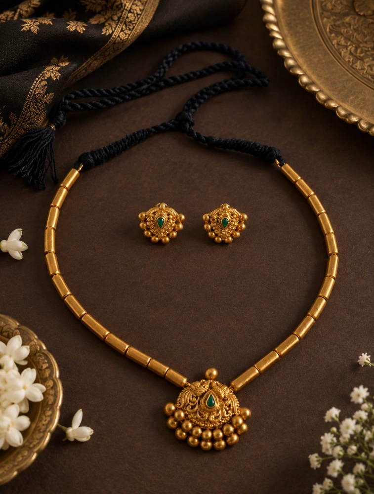 Antique Gold Swarna Mrittika Terracotta Jewellery Set    