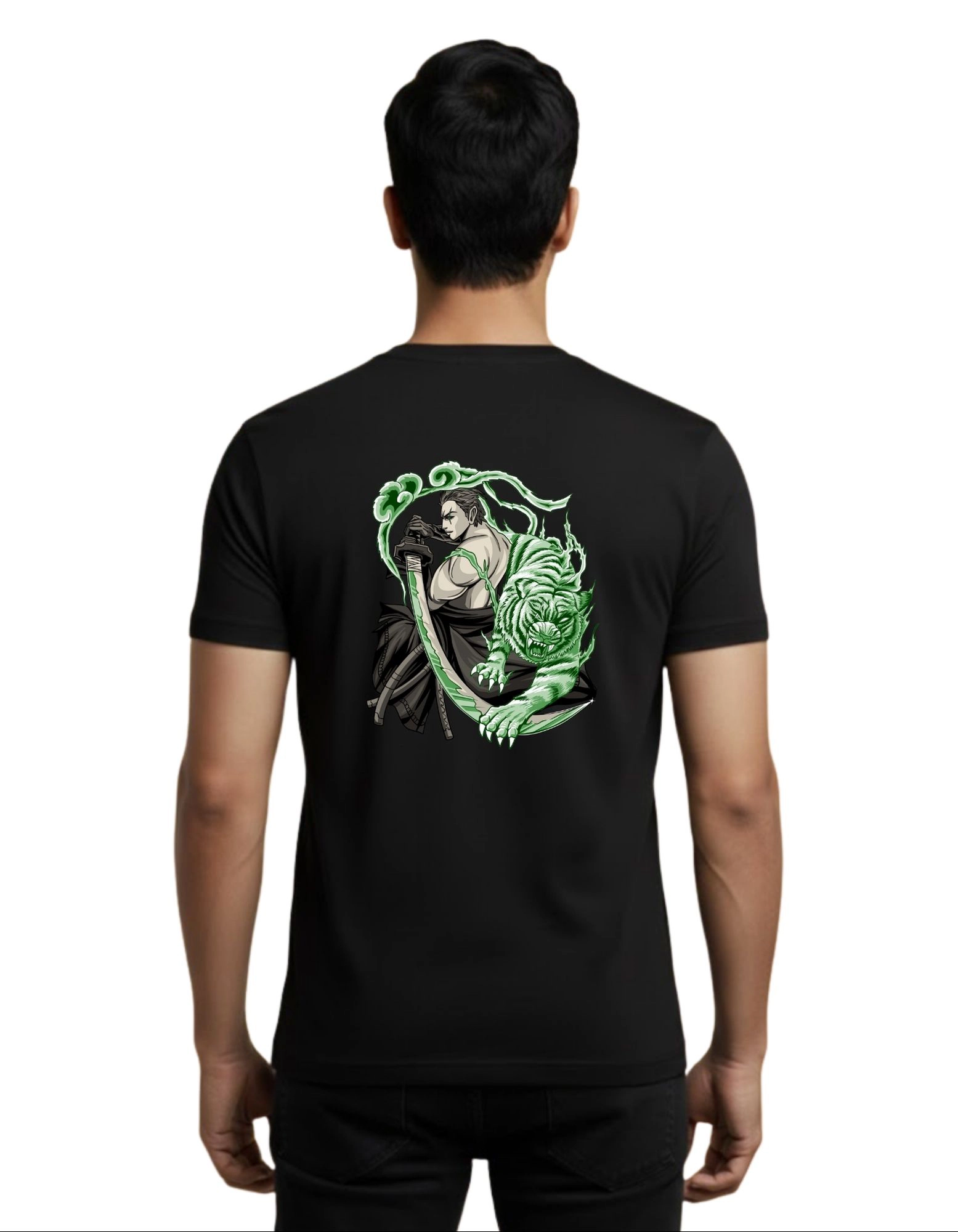 Ascendant Tiger Warrior Street Graphic Cotton Round Neck T-Shirt 180 GSM Black