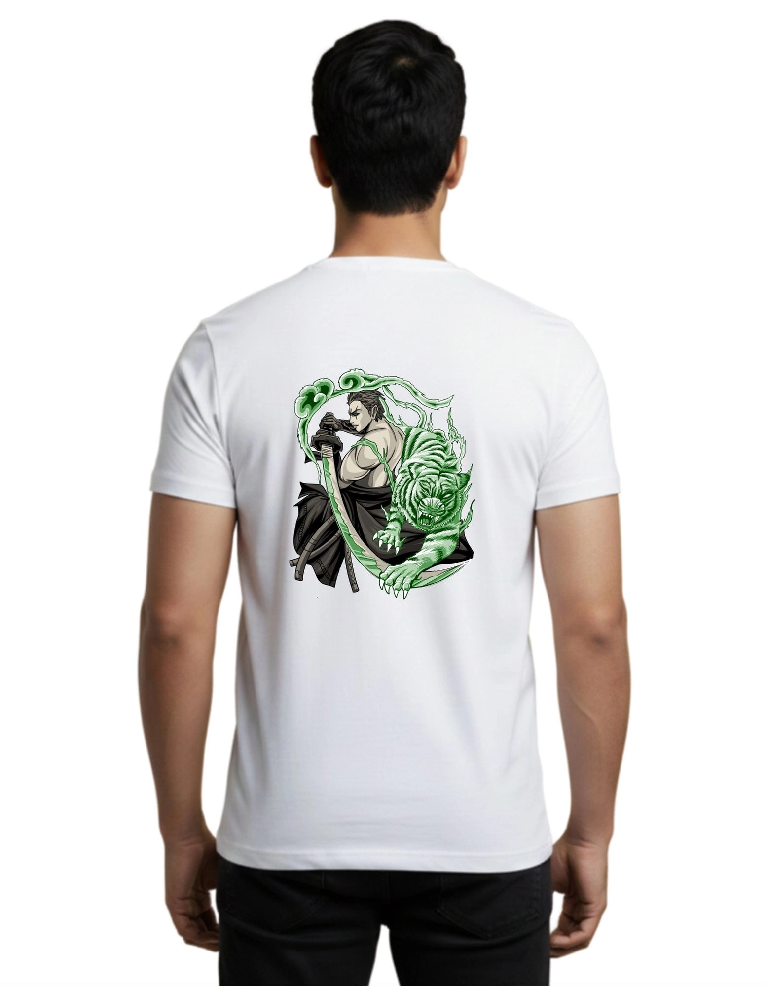 Ascendant Tiger Warrior Street Graphic Cotton Round Neck T-Shirt 180 GSM White