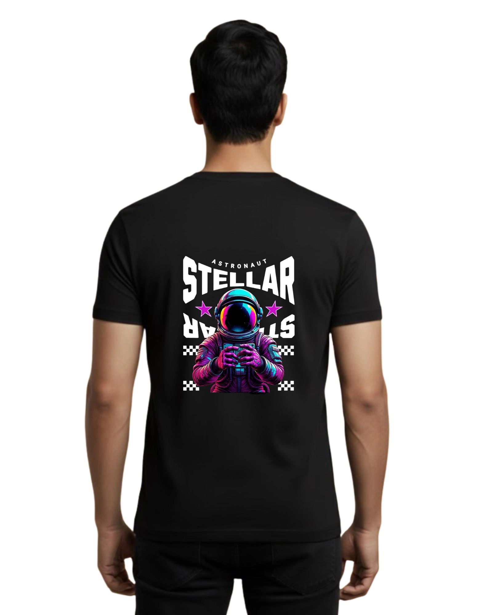 Astronaut Stellar Round Neck 180 GSM T-Shirt Black