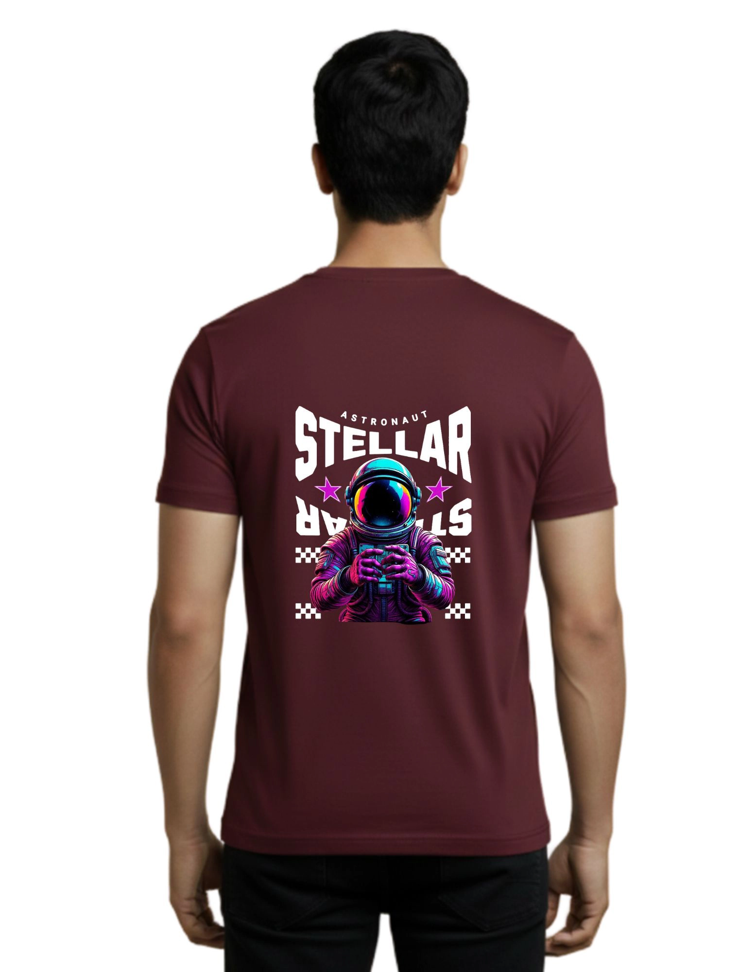 Astronaut Stellar Round Neck 180 GSM T-Shirt Maroon