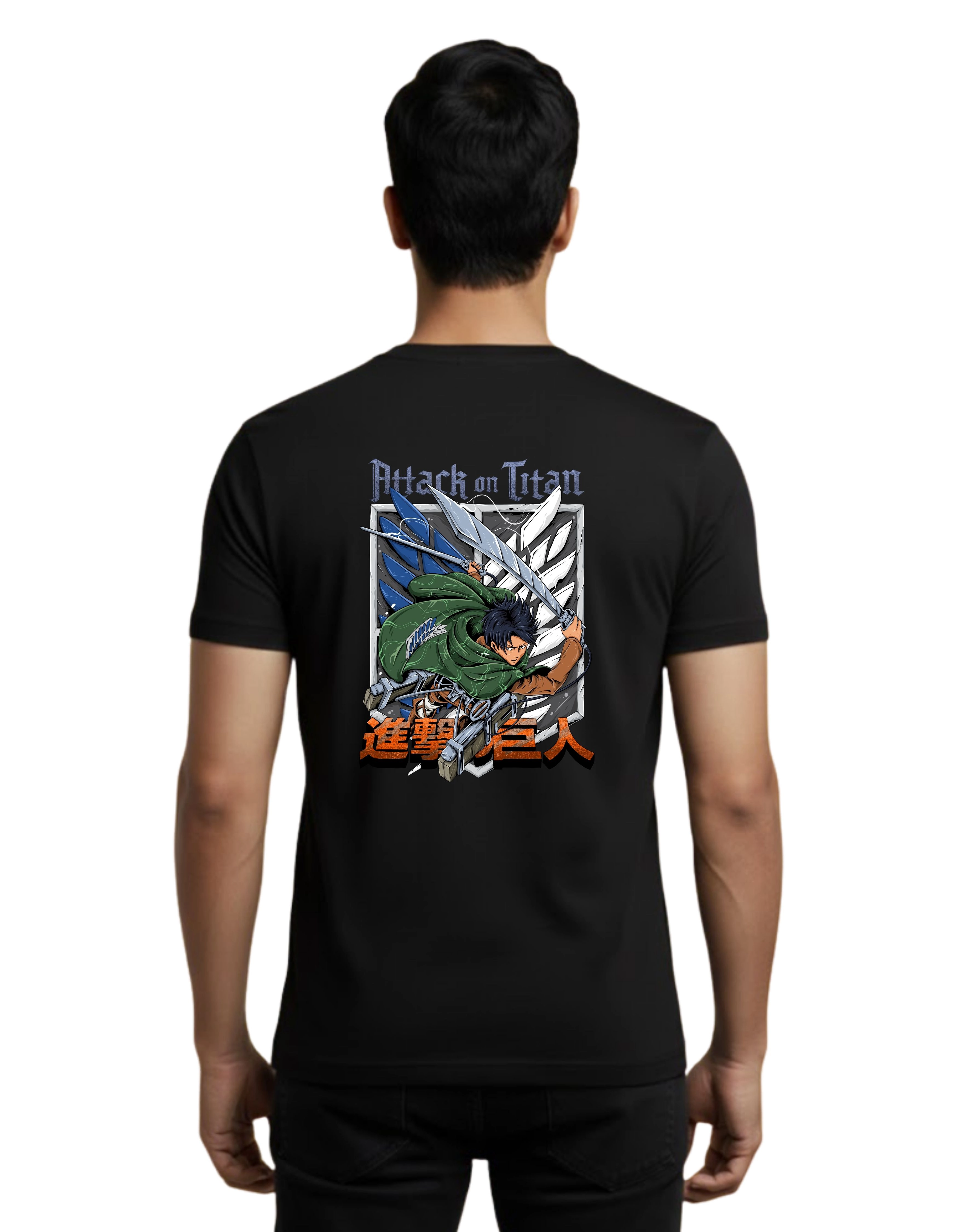 Attack On Titan Levi Ackerman Cotton Round Neck T-Shirt 180 GSM Black