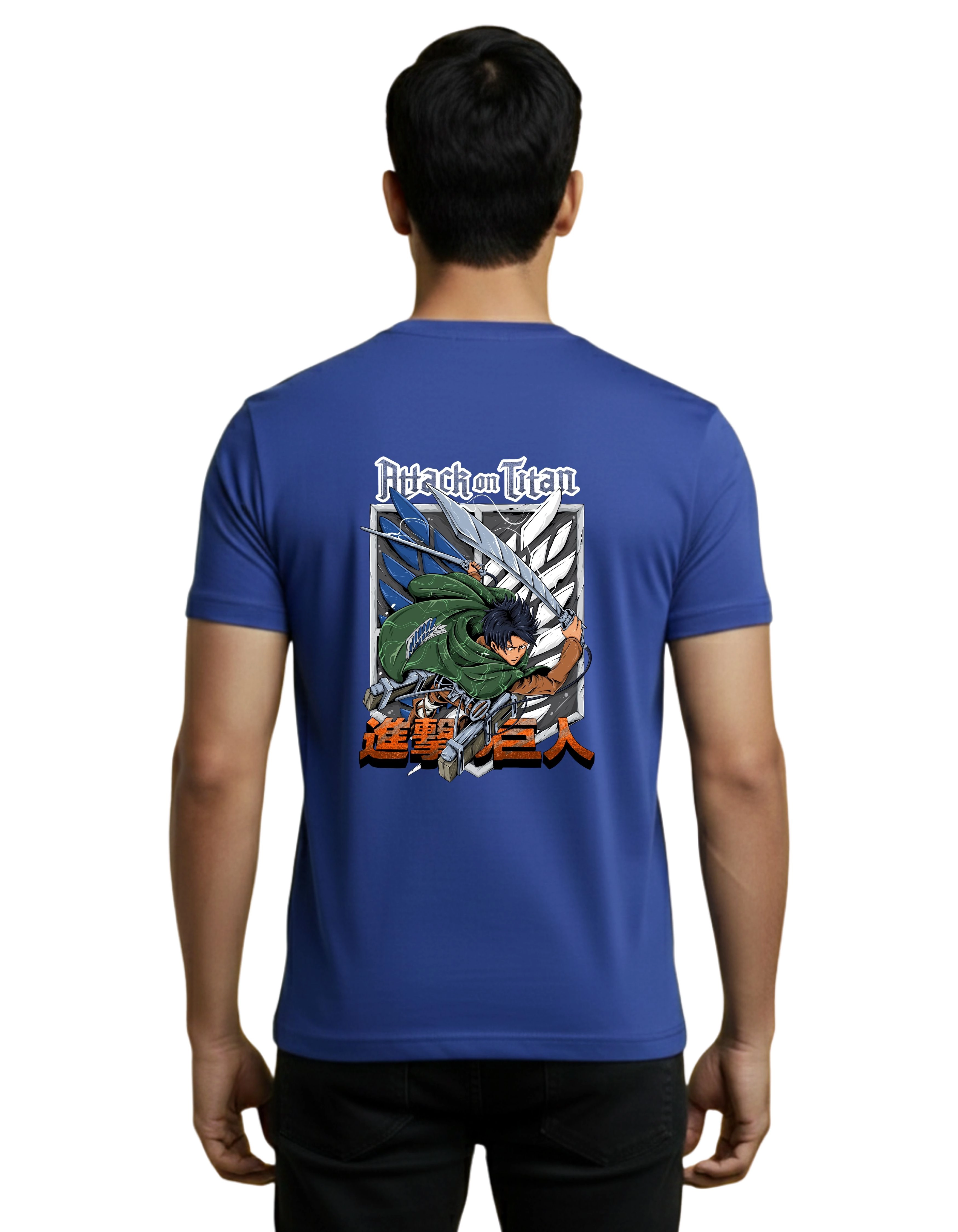 Attack On Titan Levi Ackerman Cotton Round Neck T-Shirt 180 GSM Royal Blue