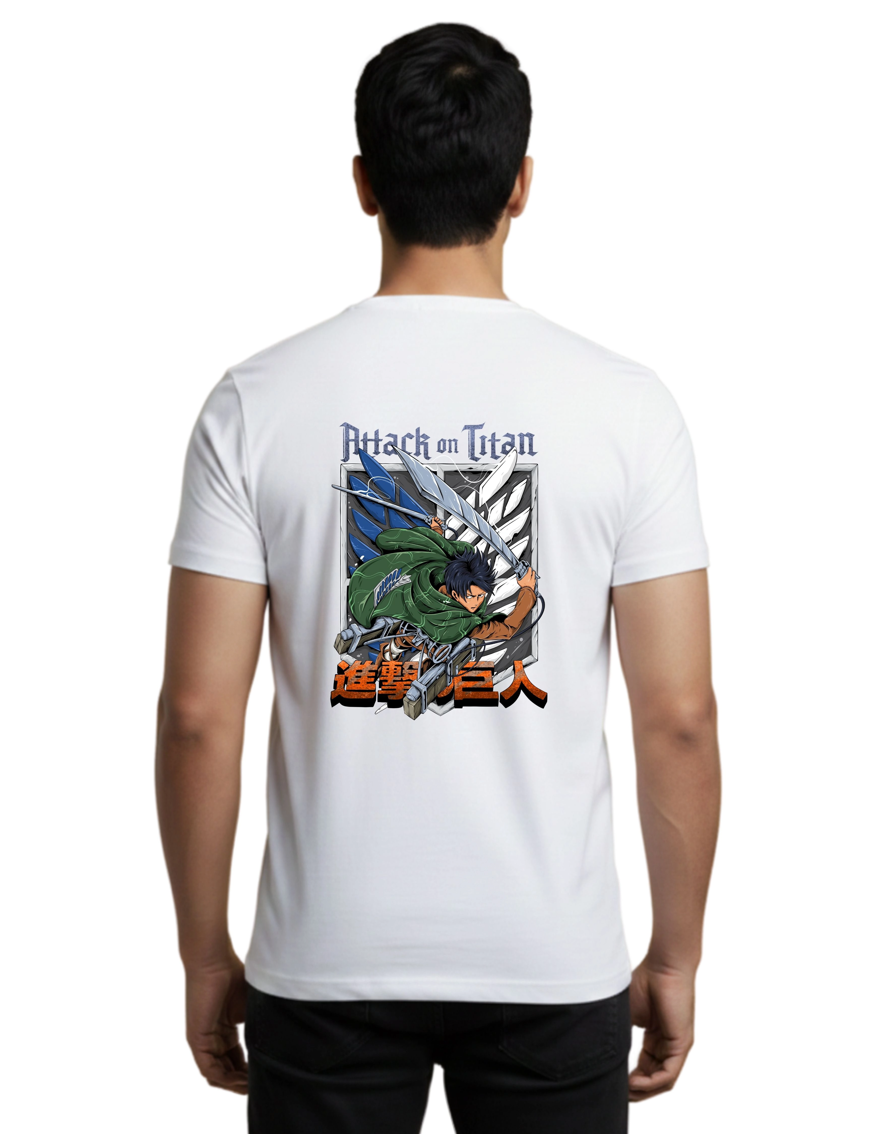 Attack On Titan Levi Ackerman Cotton Round Neck T-Shirt 180 GSM White