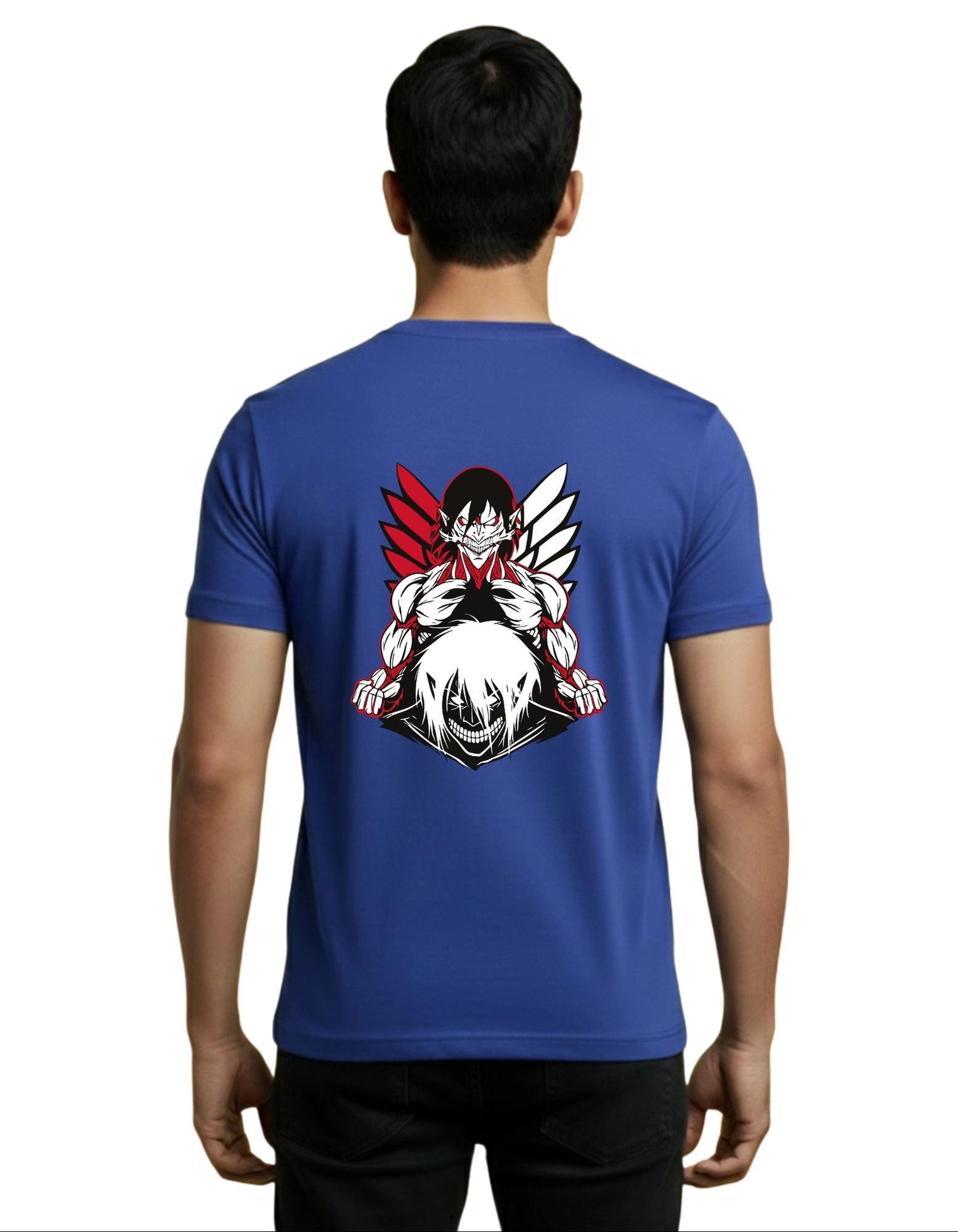 Attack on Titan Street Graphic Cotton Round Neck T-Shirt 180 GSM Royal Blue