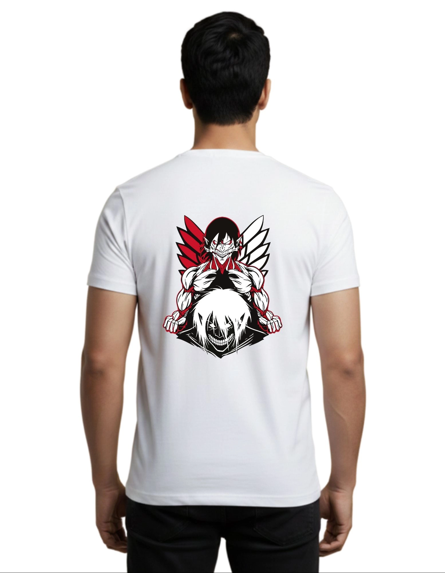 Attack on Titan Street Graphic Cotton Round Neck T-Shirt 180 GSM White