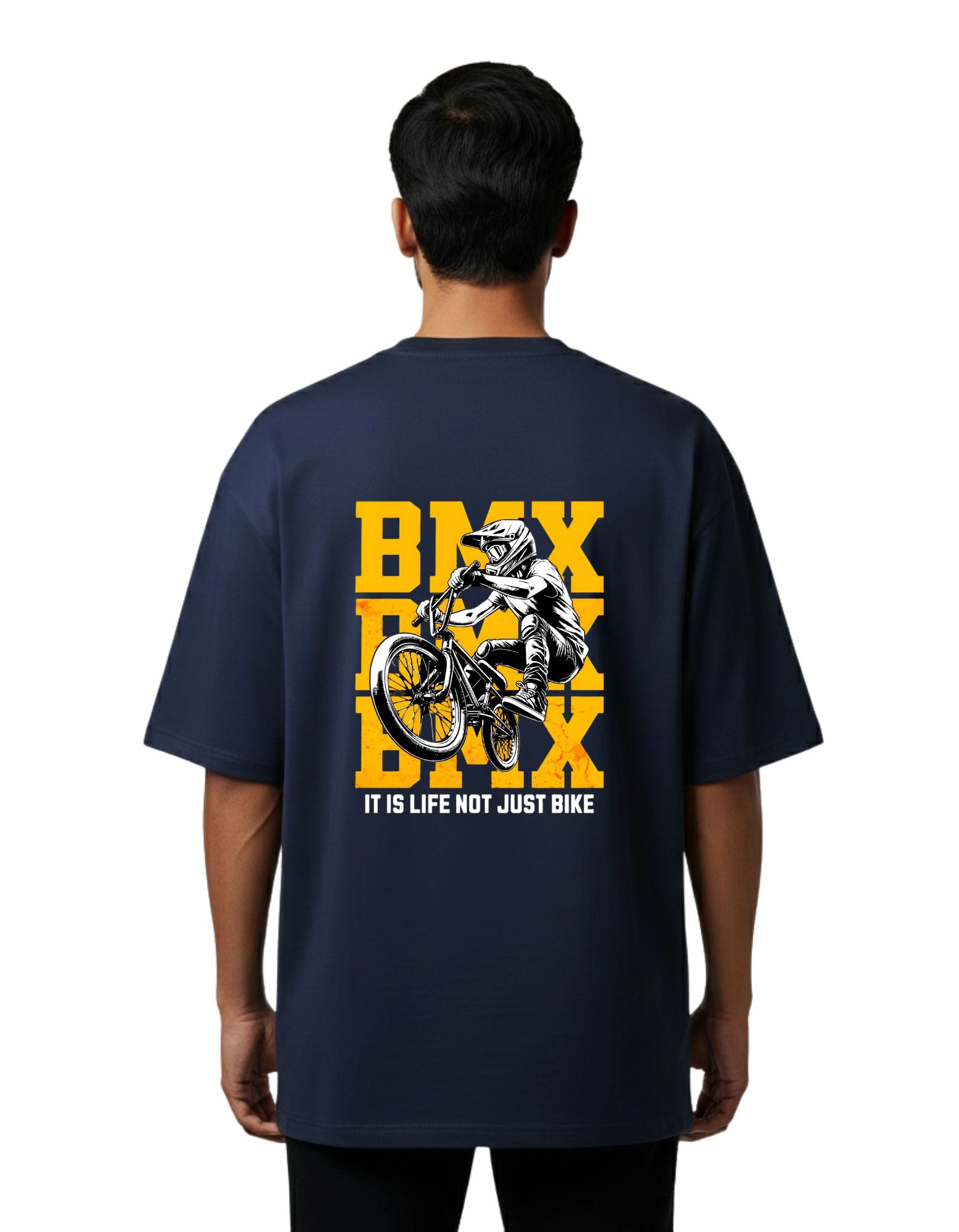 BMX Oversized French Terry 240 GSM T-Shirt Navy Blue