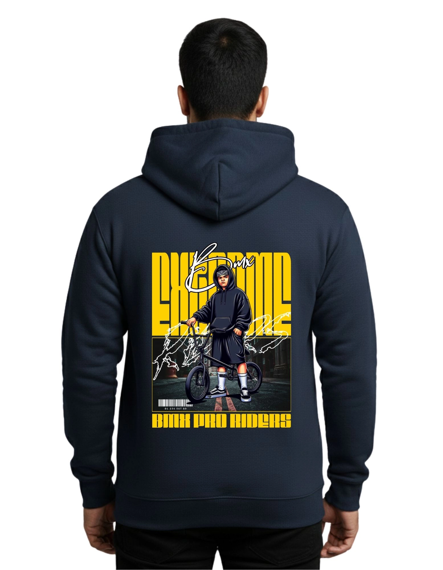 BMX Pro Riders Cotton Hoodie Without Zipper 300 GSM Navy Blue