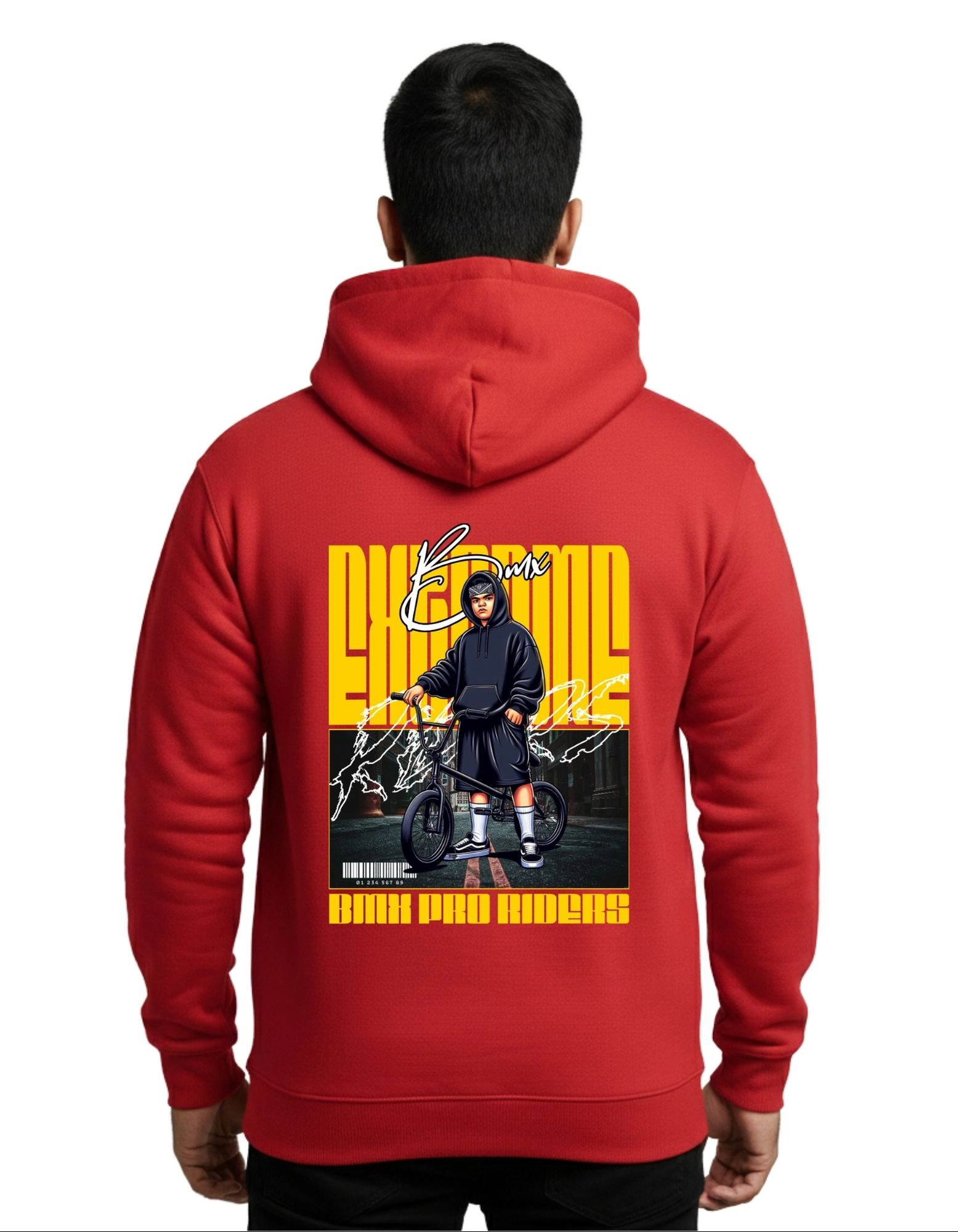 BMX Pro Riders Cotton Hoodie Without Zipper 300 GSM Red