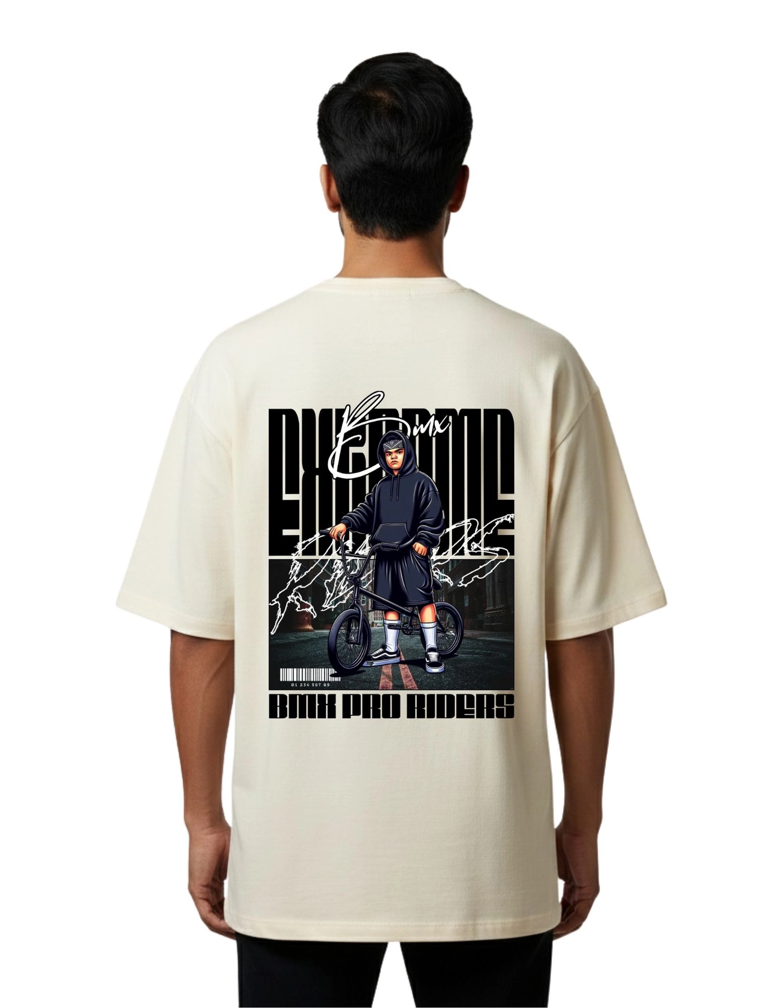 BMX Pro Riders Oversized Cotton French Terry T-Shirt 240 GSM Beige