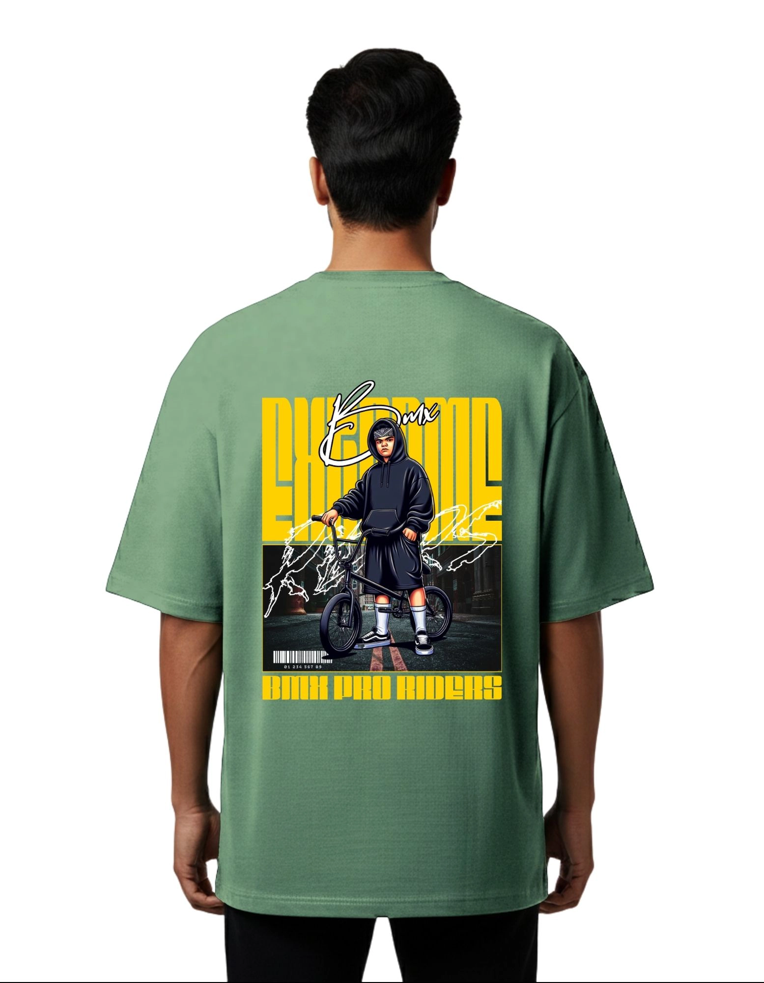 BMX Pro Riders Oversized Cotton French Terry T-Shirt 240 GSM D Green