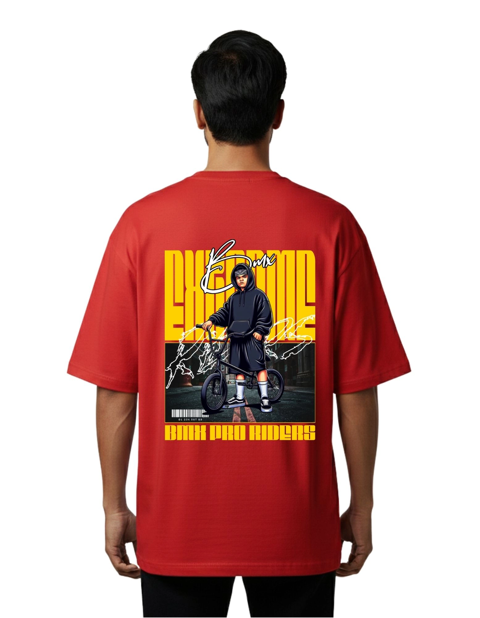 BMX Pro Riders Oversized Cotton French Terry T-Shirt 240 GSM Red