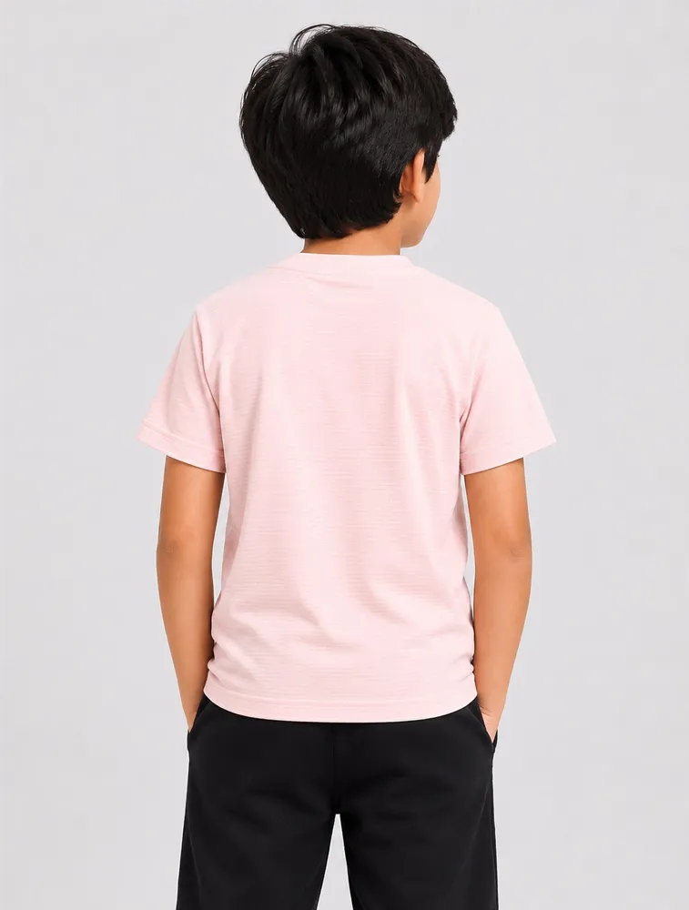 Baby Pink Dad And Me Round Neck Premium Printed T Shirt